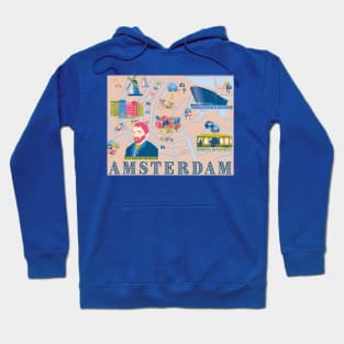 Amsterdam, Netherlands Illustrated Map Hoodie